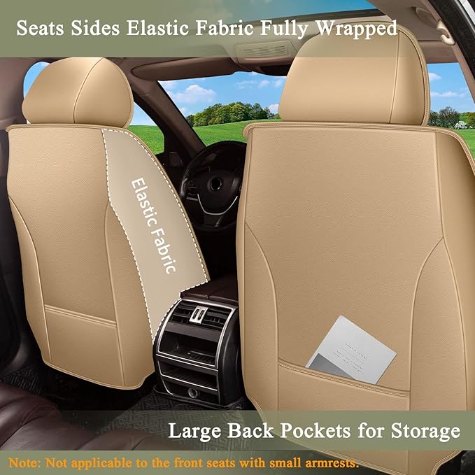 Breathable Car Seat Covers for Acura TL 2004-2014, Front Seats, Perforated Leather, Seat Protector, Interior Trim for Acura TL Accessories (Beige&Brown)
