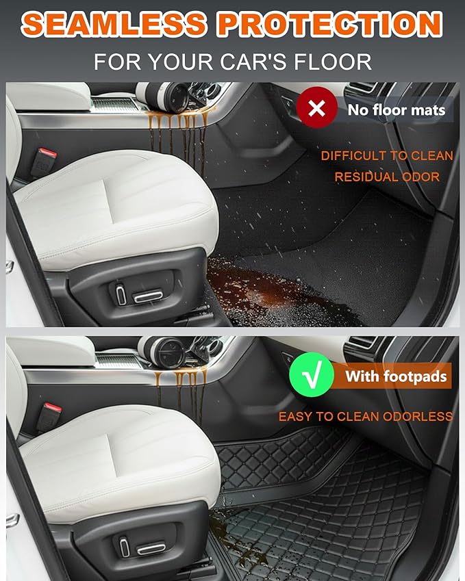 All-Weather car Floor MATS-Suitable for 99% of car Models,Leather car mat, offering Personalized Embroidery and Multiple Color Options,Provide Protection for car Rug (Black Blue)