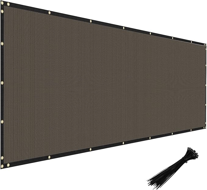 Windscreen4less Privacy Fence Screen Heavy Duty Windscreen Fencing Mesh Fabric Shade Net Cover with Brass Grommtes for Outdoor Wall Garden Yard Pool Deck, 8'x94' Brown