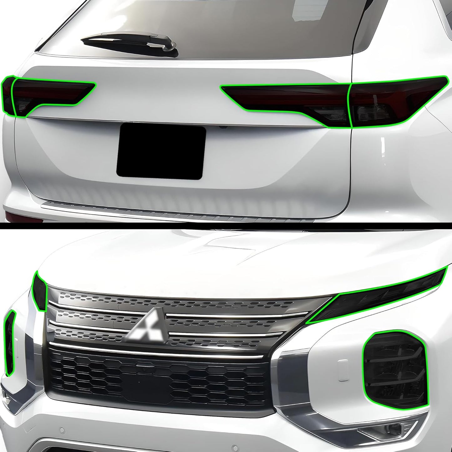 BOGAR TECH DESIGNS Full Headlight Taillight Tint Kit Compatible with Mitsubishi Outlander 2022-2025, Dark Smoke