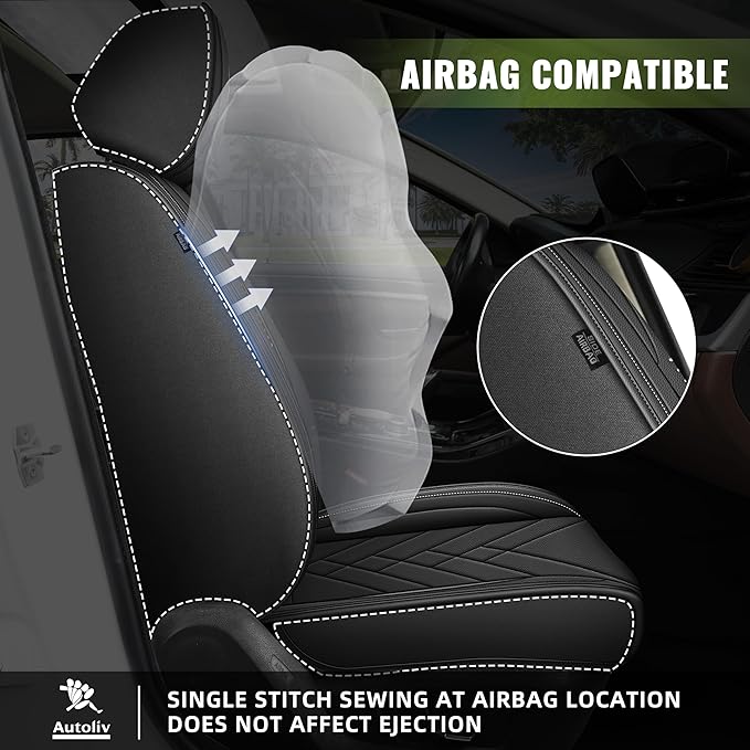 AOMSAZTO Car Seat Covers Full Set Fit for Fiat 500L 2016-2023 Waterproof Faux Leather Car Seat Cushions Automotive 5 Seat Covers Set（Black）
