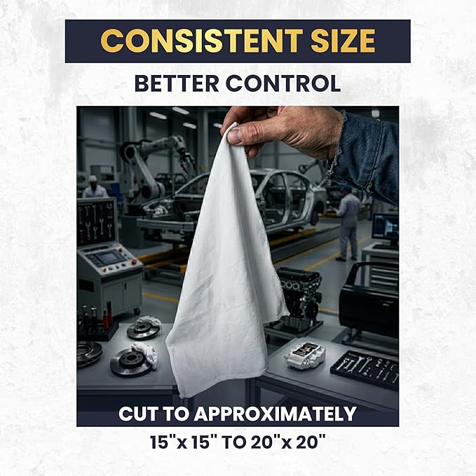 Premium New White Cotton Knit T-Shirt Rags (10 lbs. Bag of Rags) - Lint-Free, Soft & Absorbent Cleaning Cloths for Auto, Paint, Garage, Staining & Polishing
