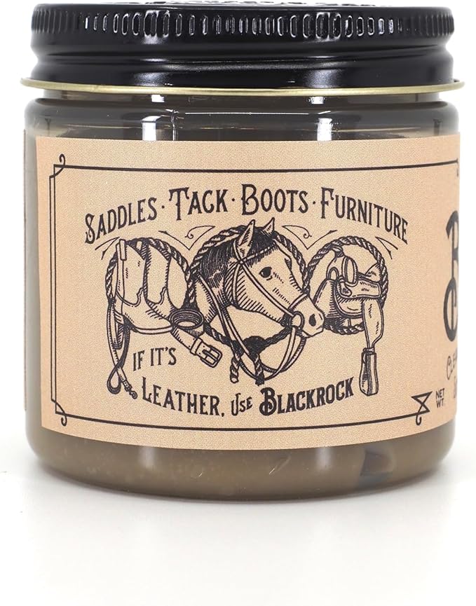 Blackrock LEATHER N RICH - Quality leather cleaner and conditioner, Made in the USA since 1976 - Leather care for boots, saddles, car interiors, furniture, horse tack. Easy to use.