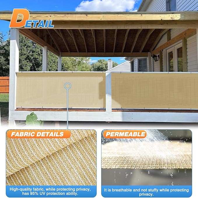 TANG Sun Shade Fabric Roll 8'x110' Shade Cloth for Garden Beige HDPE Mesh Shading Pergola Cover Replacement Canopy, 95% Blockage Sunshades for Outdoor Patio Backyard Plant