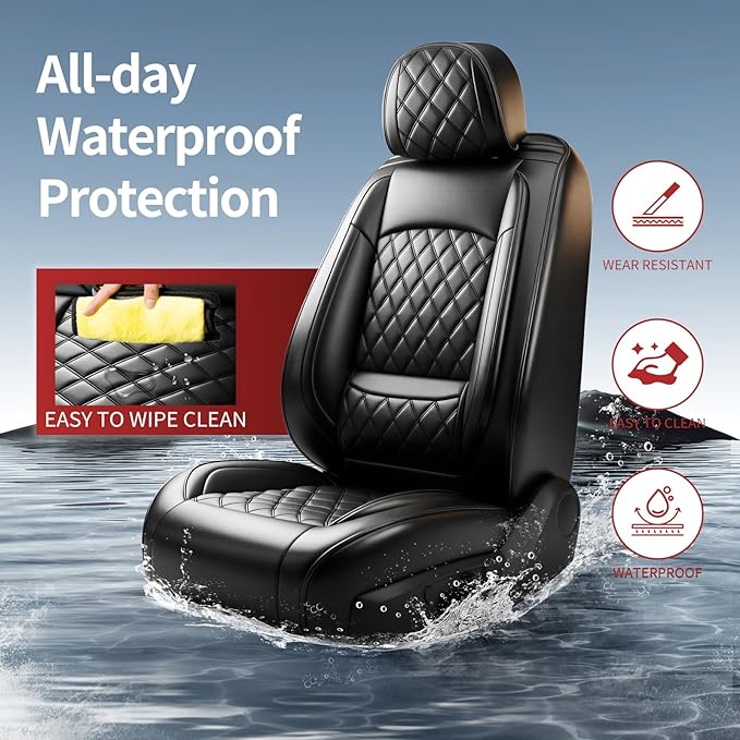Fit for Venue Seat Covers Compatible with Hyundai Venue 2020-2026 - Waterproof Breathable Leather Automotive Seat Cushions Protector,Only 2 Front seat Covers(Black)