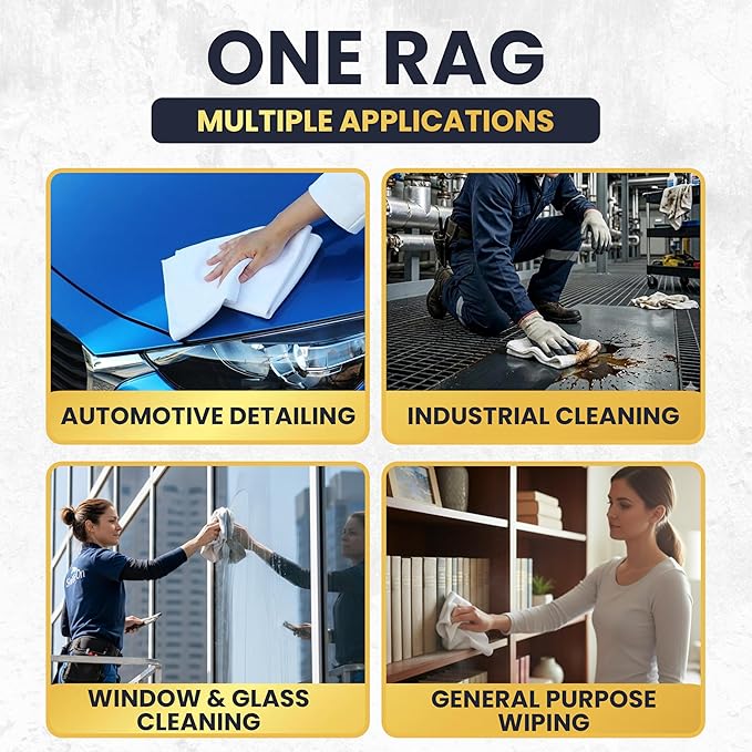 Premium New White Cotton Knit T-Shirt Rags (600 lbs. Pallet 120x5 lbs. Box of Rags) - Lint-Free, Soft & Absorbent Bulk Cleaning Cloths for Auto, Paint, Garage, Staining & Polishing
