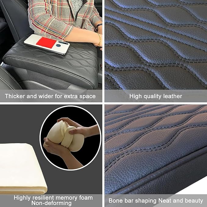 Leather Car Armrest Box Pad for Tesla Cybertruck 2023 2024, Memory Foam Car Center Console Cover Comfort Waterproof Arm Rest Cushion Pad Universal Accessories,D/Brown