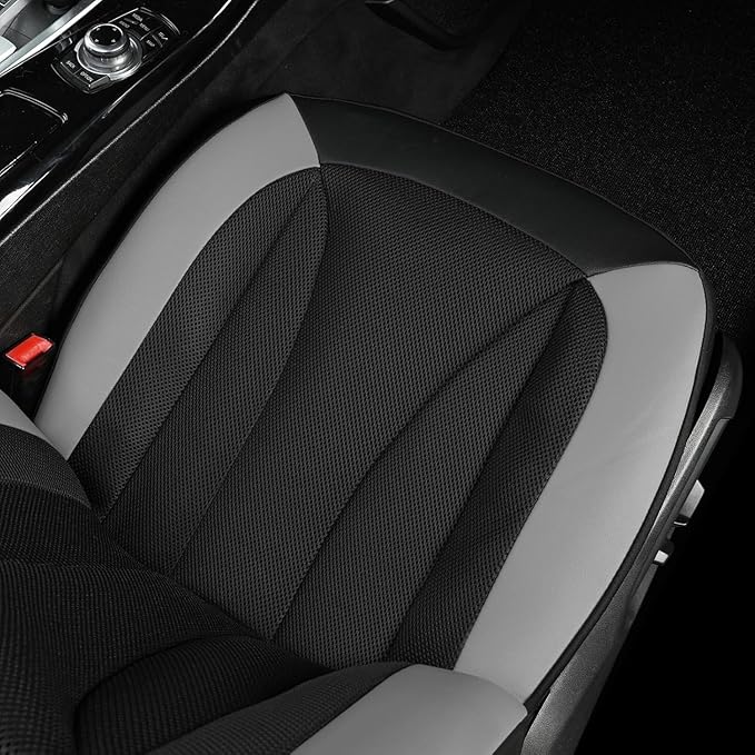 GIANT PANDA Fit Subaru Outback Forester Crosstrek Legacy Impreza Front Car Seat Cover, 3D Air Mesh Breathable Seat Protector（Grey+Black2-Pack）