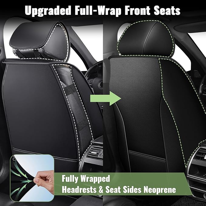 Car Seat Covers Front Seats for Toyota Corolla 2000-2019 - Cooling Ice Silk Leather Seat Cover - Ventilated 2 Seats Vehicle Seat Cushion Protector Automotive Accessories (Black)