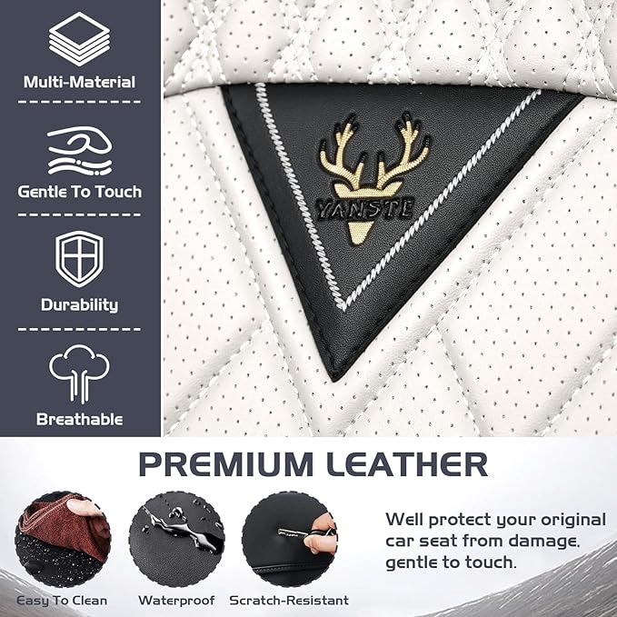 Truck Seat Covers for Ram 1500 2009-2026, Waterproof Premium Leather Full Coverage Car Seat Cover, Muscle Sport Style Auto Interior Seat Cover Sets (Full Set/Black White)