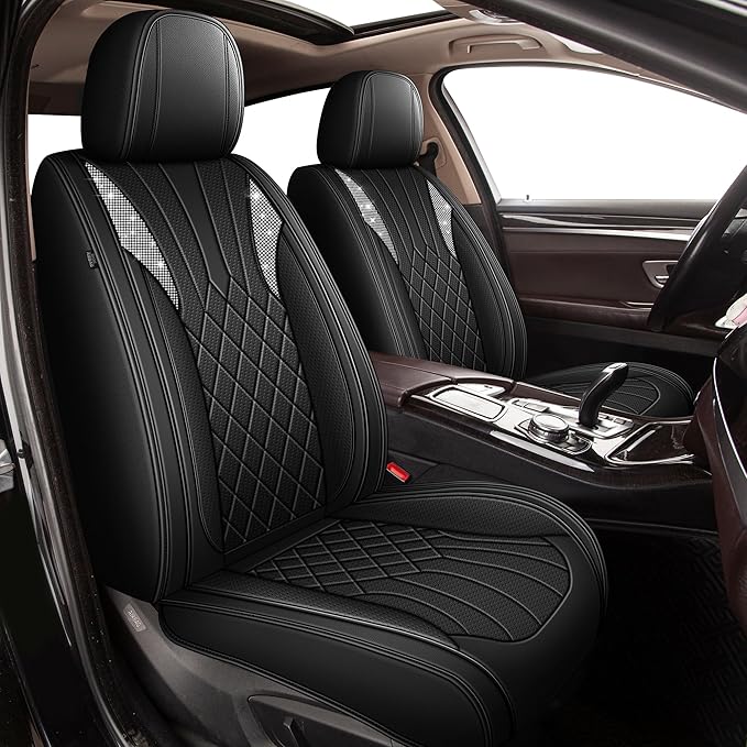 Car Seat Covers for Honda Accord 2003-2017: Breathable Perforated Leather Seat Cover (Full Set, Black)