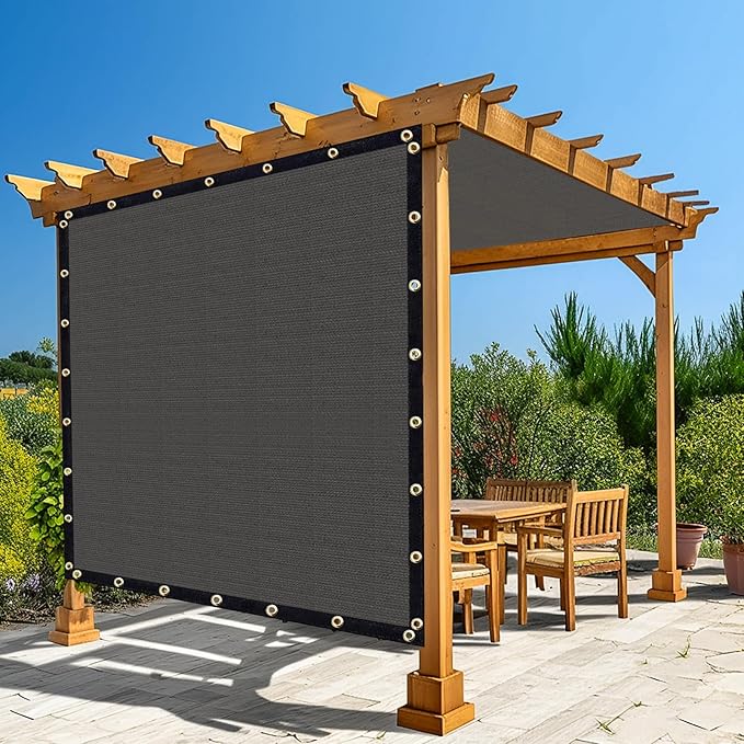 Amagenix 90% Pergola Shade Cover 20'X 21' Dark Gray Sun Shade Cloth with Grommets for Outdoor Garden Patio Porch-Commercial Grade 200 GSM-Cable Zip Ties Included (We Customized)