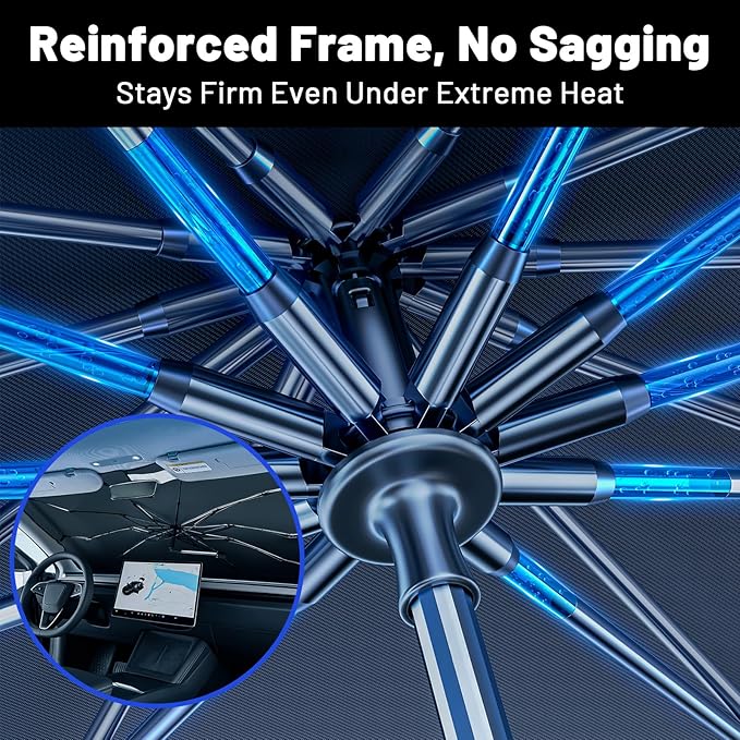 Car Windshield Sun Shade for Ford Fusion 2013-2021 –[Reflective Coated Fabric] Sunshade Umbrella for Front Window, Car Shades Sun Visor Keep Car Cool and Protects Interior, 1:1 Exact Fit