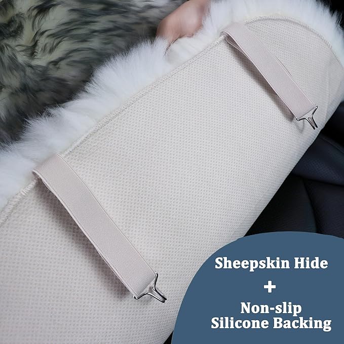 Fluffy Genuine Sheepskin Car Seat Cover-Fuzzy Real Fur Auto Cushion-Universal Fit Soft Long Wool Pad for Front Driver Accessories Protecter Truck, SUV, Van (Peacock Blue, 2 Pcs Front Seat Cover)