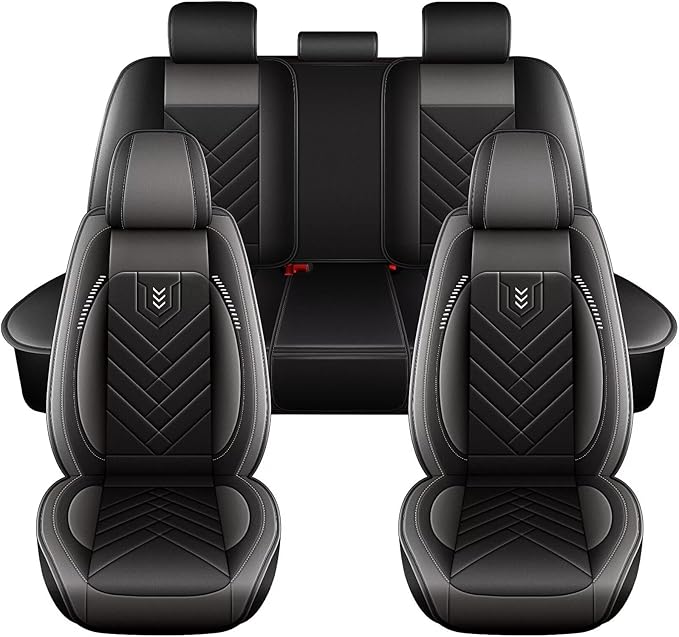 AOMSAZTO Car Seat Covers Fit for Subaru Crosstrek 2016-2025 2026 Full Set Premium Seat Covers Waterproof Leather Automotive Seat Cushion Protector Compatible with Airbag(5 Seats,Grey)