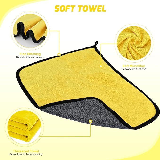 Nilight 37PCS Car Detailing Kit Auto Cleaning Tools Wash Set with Storage Carry Bag Home Use for Interior Exterior Deep Clean Car Care Windshield Dashboard Seat Air Vents Wheels Tires, Yellow