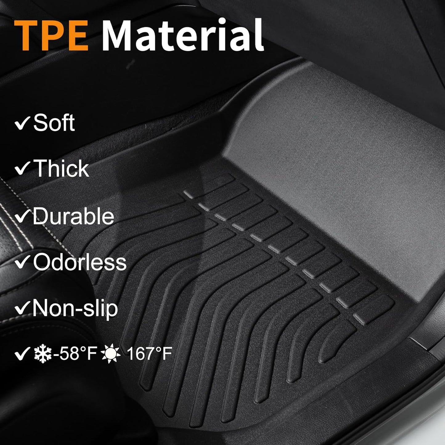 Binmotor-Floor Mats & Cargo Liner Set for Buick Enclave 2018-2024, All Weather Car Floor Mat, TPE Rubber Liners Cargo Trunk Mat for Accessories