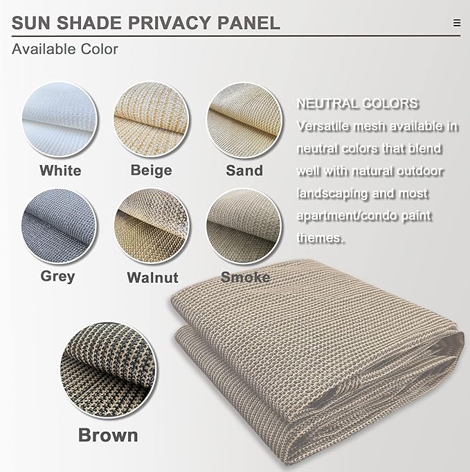 Sun Shade Privacy Panel with Grommets on 4 Sides for Patio, Awning, Window Cover, Pergola or Gazebo (Mocha Brown, 10' x 5')