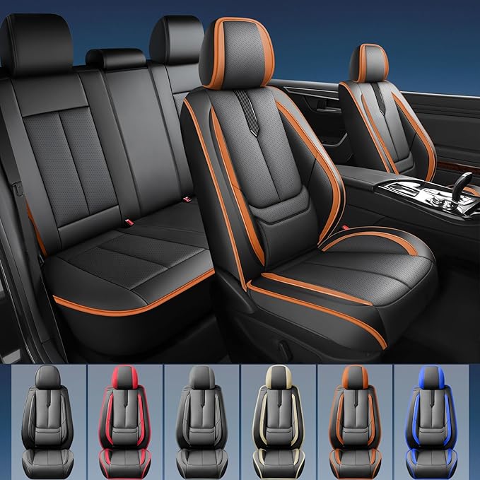 Fit Passport Car Seat Covers for Honda Passport 2019-2025 2026 -Upgraded Premium Waterproof & Breathable Leather,Airbag Compatible,All-Weather Seat Cushion Protector,2 Front/Black-Brown