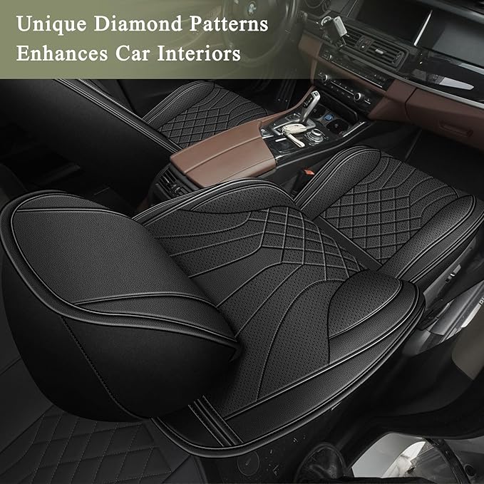 Full Set Car Seat Covers for Subaru Legacy 1995-2024 2025 2026: Breathable Perforated Leather Seat Cover (Black)
