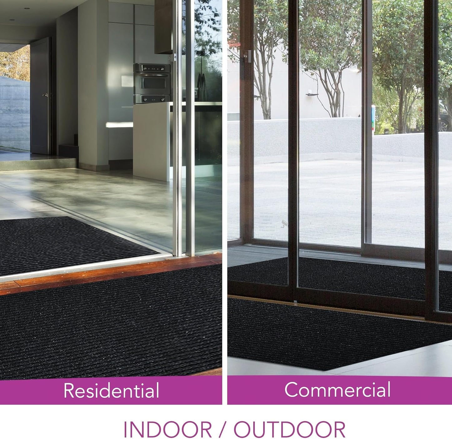 iCustomRug Spartan Weather Warrior Indoor/Outdoor Utility Ribbed Carpet Runner with Non-Slip Thermoplastic Rubber Backing, 3ft X 56ft in Black
