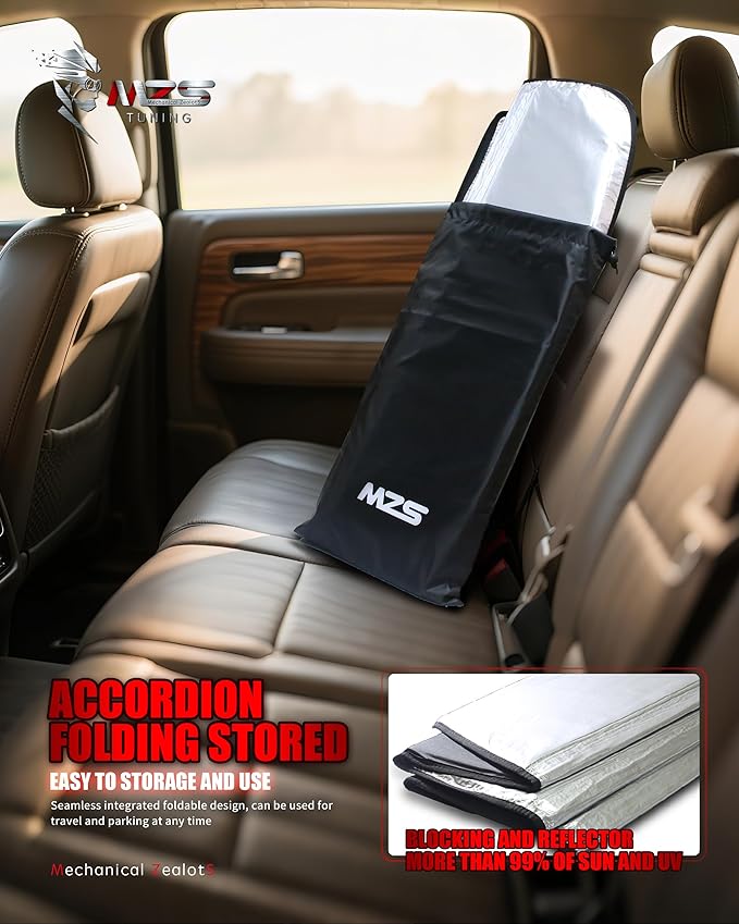 MZS Windshield Sun Shade Compatible with Santa Fe 2019-2023, Foldable Car Front Window Sunshade with Storage Pouch, SUV Sun Visor Shield Accessories for Interior Protector