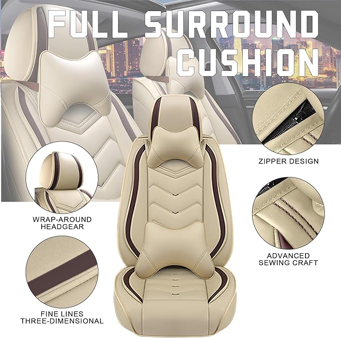 CTDS Car Seat Covers for Mazda CX-5 CX-3 CX-7 CX-9 CX-50 CX-30 CX-70 CX-90 2007-2026, Stylish Sport Seat Cover, Premium Nappa Leather Car Seat Cover.(Luxury 5 Seats/Beige)