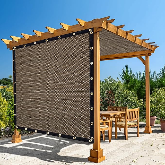 Amagenix 90% Shade Fabric 4'X 7' Mocha Sun Shade Cloth with Grommets for Pergola Replacement Shade Cover Canopy, Heavy Duty, Cable Zip Ties Included (We Customized)