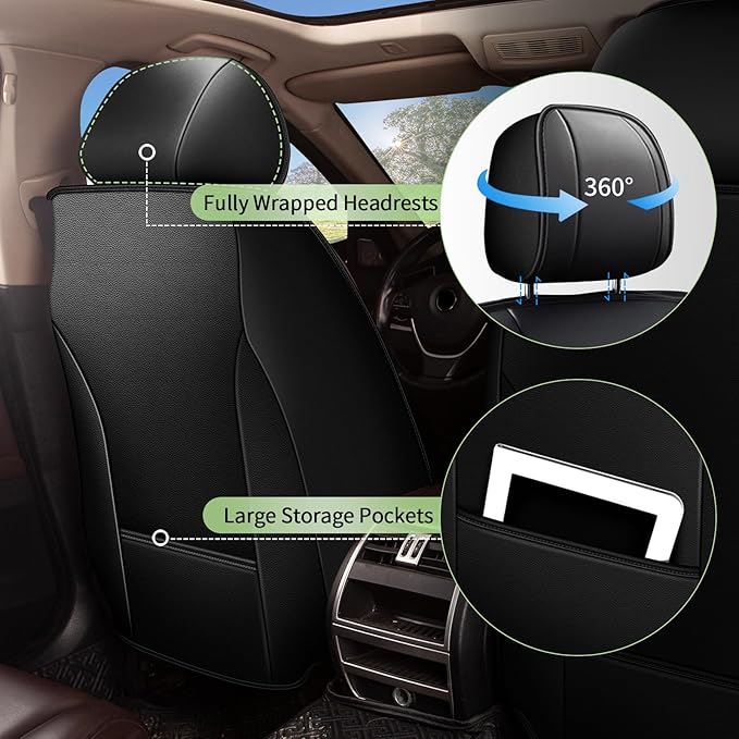 Car Seat Covers Front Seats for Honda CR-V CRV 2015-2025 2026, Breathable Cooling Ice Silk Leather Car Seat Covers, 2 Seats Vehicle Seat Protector Seat Cushion Auto Accessories (Black)