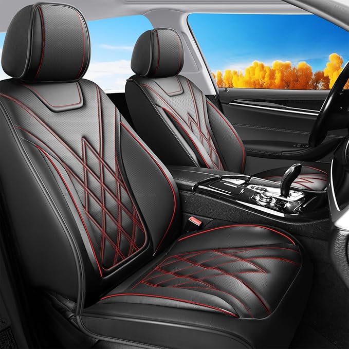 Fit RDX Car Seat Covers for Acura RDX 2010-2025 2026 - Premium Leather, Waterproof, All-Weather, Airbag Compatible, Anti-Slip, Breathable, Easy Install, Seat Protectors, Full Set, Redline