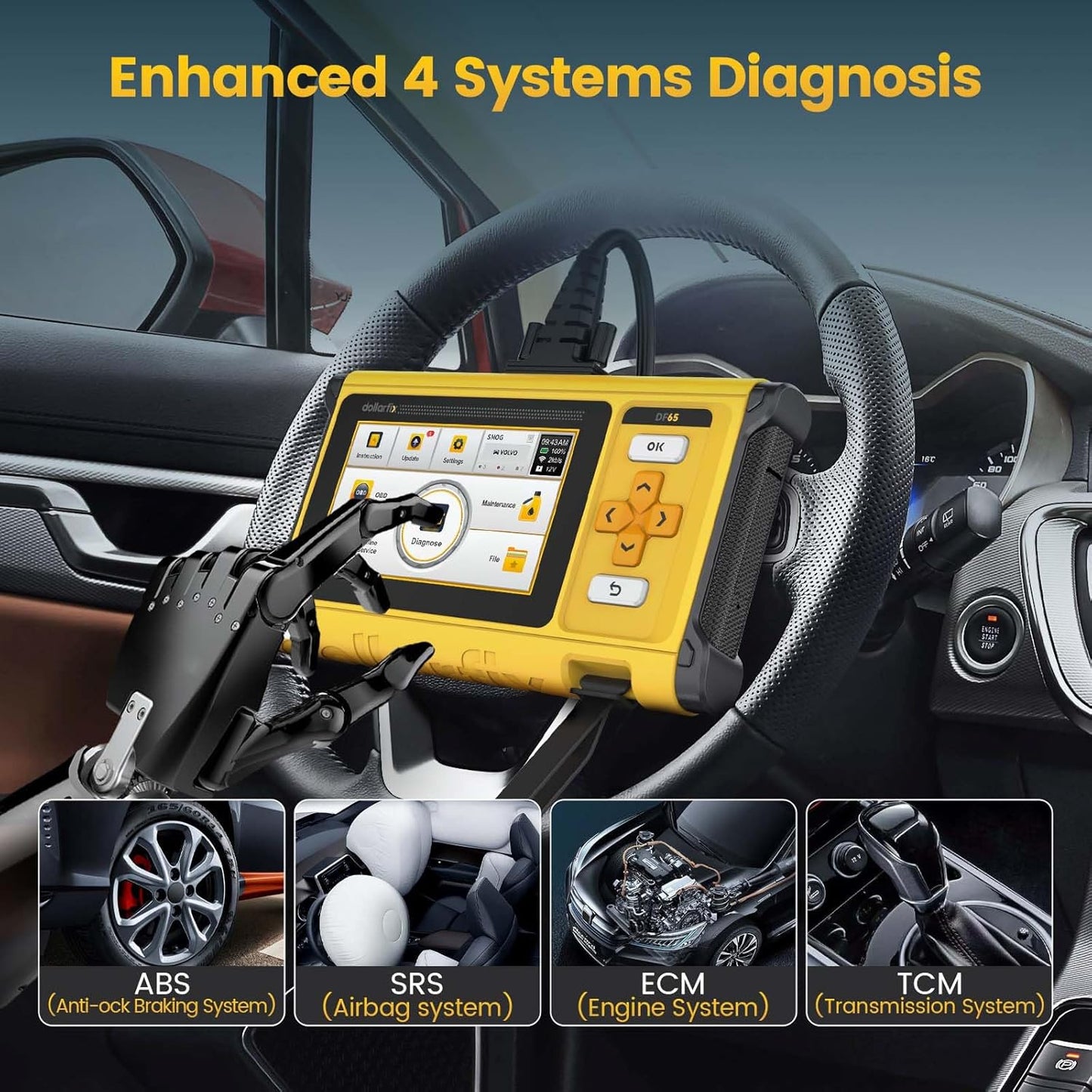 OBD2 Scanner Diagnostic Tool, ECM/TCM/ABS/SRS 4 System Deeply Scanner for Car, Support FCA SGW, BIDirectional Scan Tool Active Test with Oil/EPB/SAS/TPMS/ETS/NJEC 10 Resets, Lifetime Free Update
