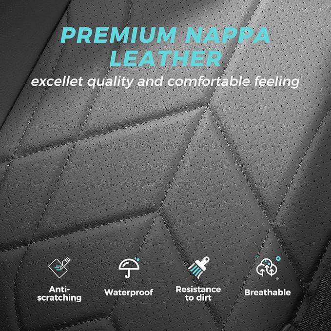for Toyota RAV4 Seat Covers 2019 2020 2021 2022 2023 2024 2025 RAV 4 Prime & Hybrid XLE LE Limited XLE Premium (Not for XSE/SE Hybrid) - Custom Leather Car Seat Covers Full Set - BlackGrey
