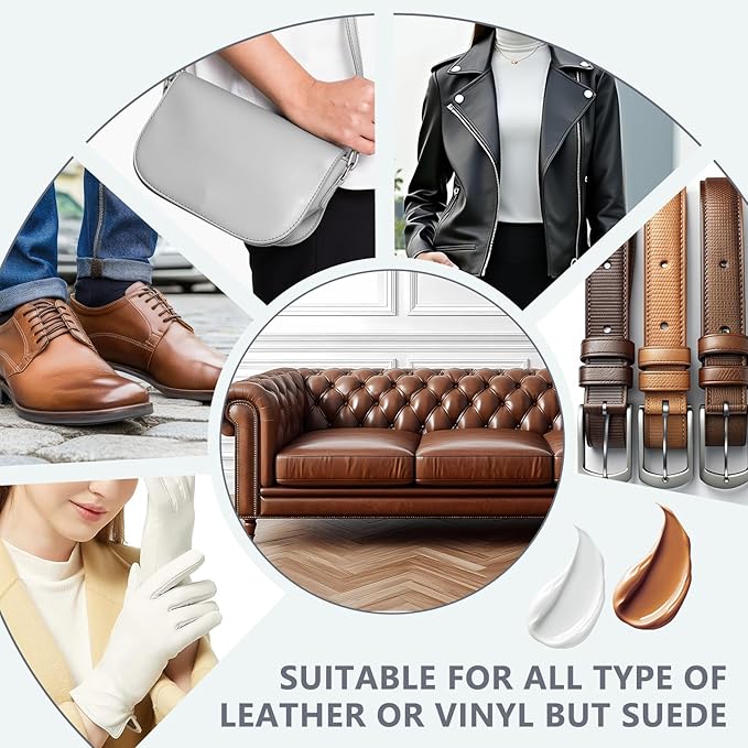 Leather Recoloring Balm with 100ml Mink Oil Conditioner | Beige Repair Kit, Dye & Color Restorer for Furniture, Sofa, Car Seats, Bags | Restore Faded & Scratched Surfaces