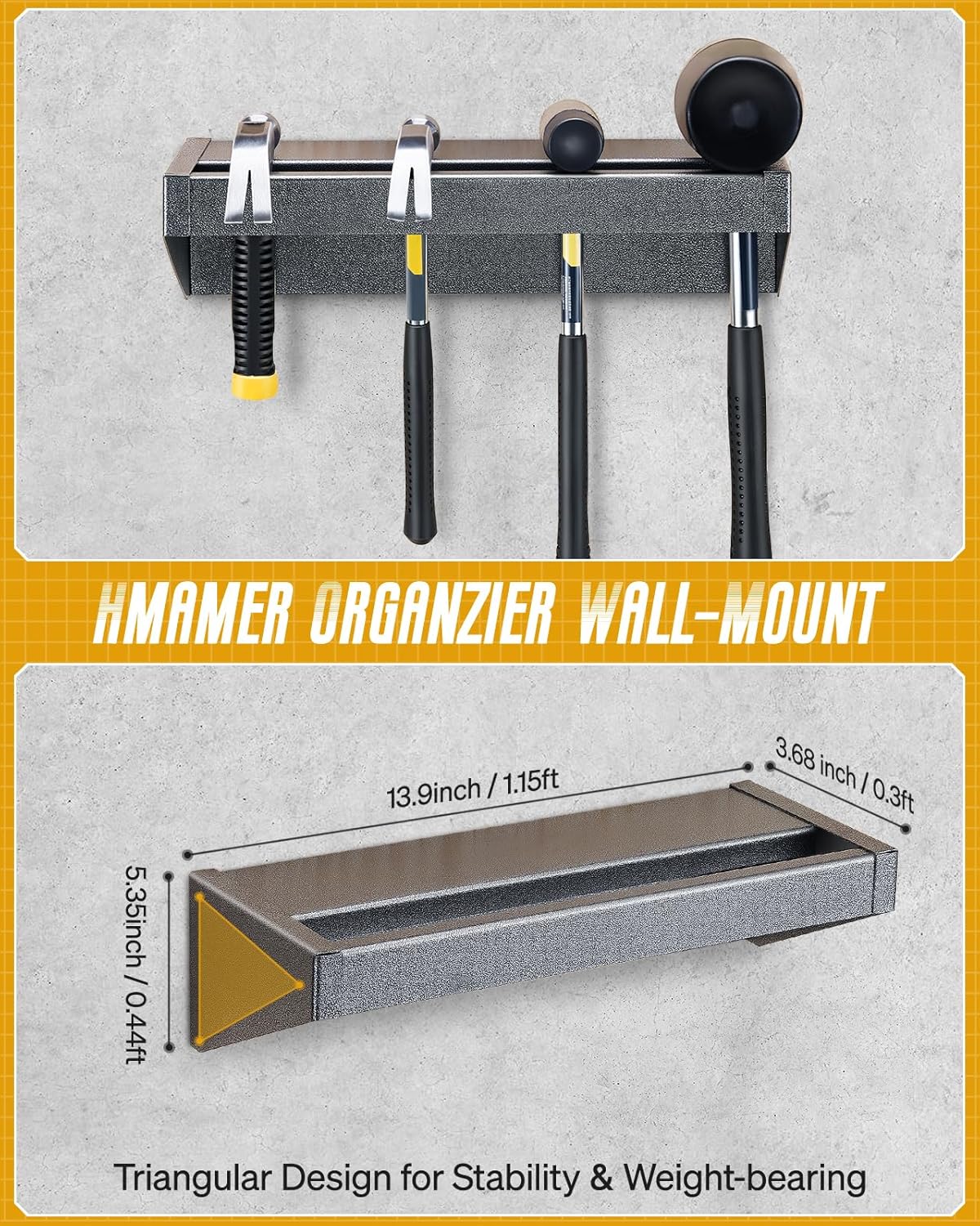 Wall Mount Screwdriver Organizer, Pliers Holder, Hammer Rack, 3PCS Alloy Steel Hand Tool Storage Organizer for Garage Workshop