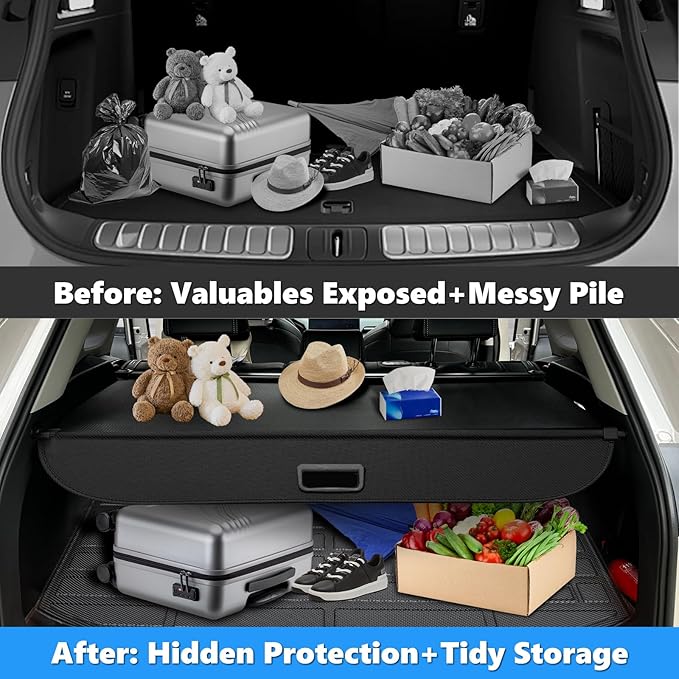 MIALUTY® Cargo Cover for 2020-2026 Mercedes Benz GLE350 GLE450 Retractable Trunk Cover GLE Accessories Anti-Peeping Anti-Theft Privacy Screen,Trunk Luggage Shield Shade Carbon Fiber Texture