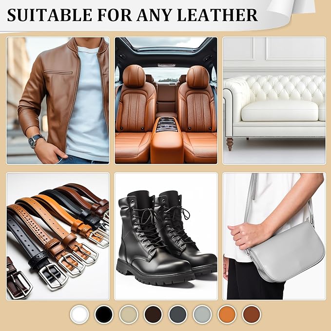 8.8oz Leather Recoloring Balm with 100ml Mink Oil,Gray Leather Repair Kit for Furniture,Leather Repair Cream,Leather Scratch Repair for Car Interior,Leather Conditioner for Couch