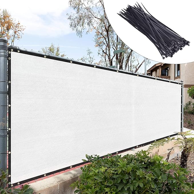 Royal Shade Custom Size 6' x 196' White Fence Privacy Screen Windscreen Cover Netting Mesh Fabric Cloth - Cable Zip Ties Included (We Make Custom Size)