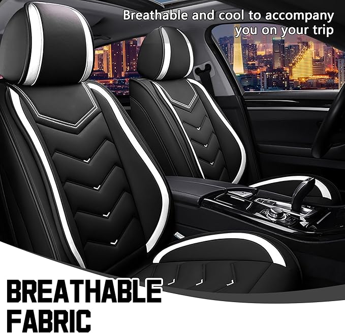 CTDS Car Seat Covers for Honda Civic 2000-2026, Stylish Sport Seat Cover, Premium Nappa Leather Car Seat Cover. Automobile Seat Covers Sets.(Standard 2 Seats/Black White)