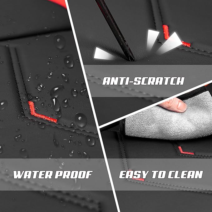 Car Seat Covers Fit for Toyota rav4 2000-2026, Stylish Sport Seat Covers, Waterproof Wear-Resistant Premium Nappa Leather Car Seat Cover.(Full Set/Black Red)