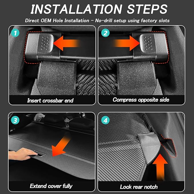Cargo Cover for Kia Sorento 2026 2025-2021 Accessories Retractable Trunk Cover Security Shielding Shade Cargo Luggage Cover Trunk Privacy Protection (Carbon Fiber Texture)