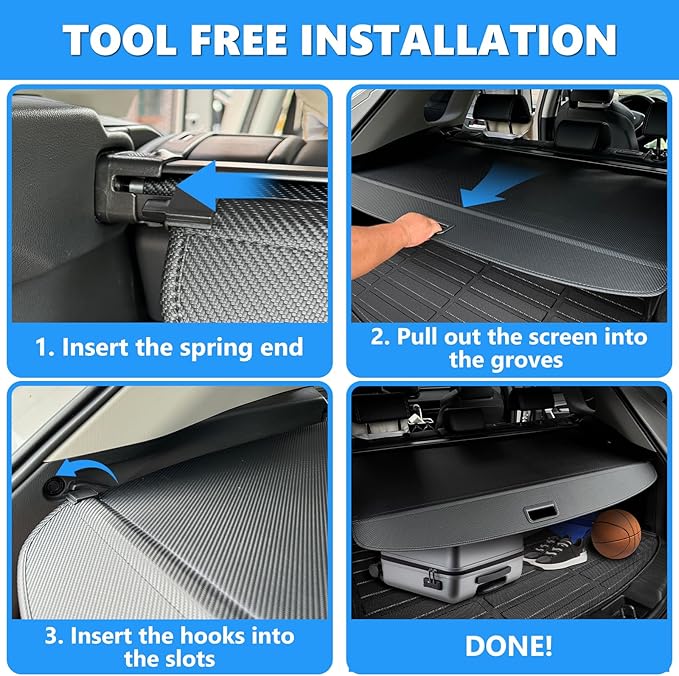 MIALUTY® Cargo Cover for 2022-2025 2026 KIA Sportage Retractable Trunk Cover Sportage Accessories Anti-Peeping Anti-Theft Privacy Screen,Trunk Luggage Shield Shade Carbon Fiber Texture