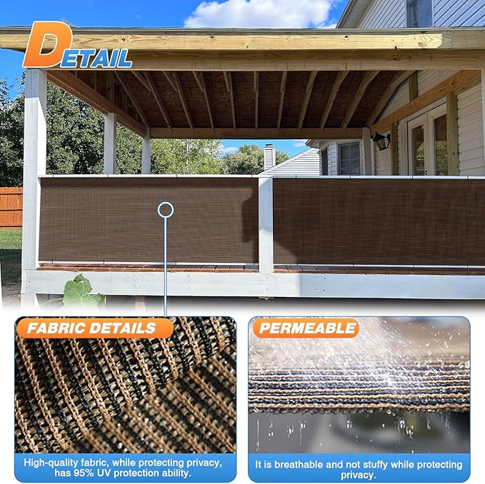 TANG Sun Shade Fabric Roll 8'x105' Shade Cloth for Garden Brown HDPE Mesh Shading Pergola Cover Replacement Canopy, 95% Blockage Sunshades for Outdoor Patio Backyard Plant