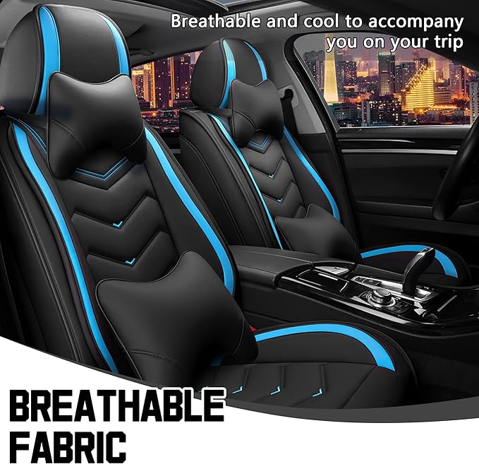 CTDS Car Seat Covers for Honda HR-V 2016-2026, Stylish Sport Seat Cover, Premium Nappa Leather Car Seat Cover. Automobile Seat Covers Sets.(Luxury 2 Seats/Black Blue)
