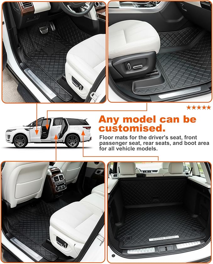 All-Weather car Floor MATS-Suitable for 99% of car Models,Leather car mat, offering Personalized Embroidery and Multiple Color Options,Provide Protection for car Rug (Red=)
