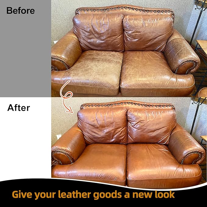 Leather Recoloring Balm, Leather Color Restorer, Leather Restorer for Couches, Leather Scratch Remover, Leather Scratch Repair, Leather Repair Kit for Furniture, Leather Dye (White)