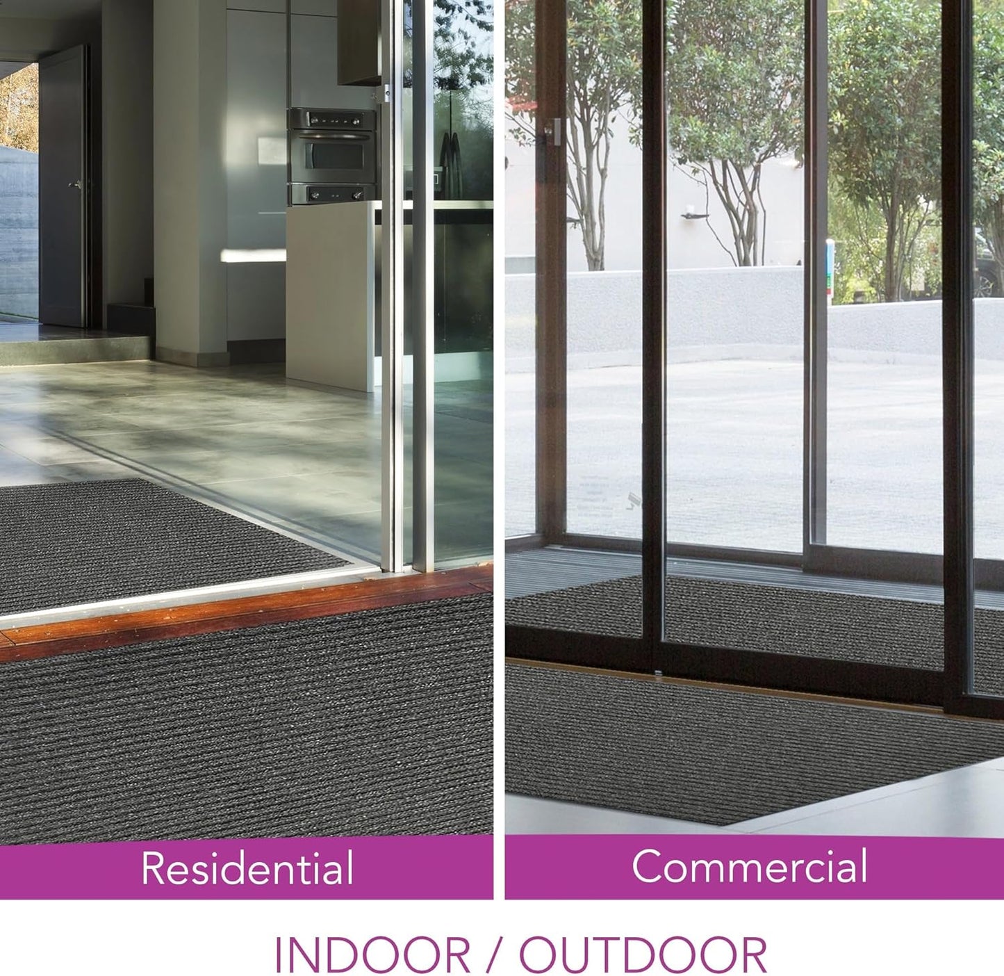 iCustomRug Spartan Weather Warrior Duty Indoor/Outdoor Utility Ribbed in 3ft,4ft,6ft Widths 70 Custom Sizes with Natural Non-Slip Rubber Backing 4'X46' in Charcoal