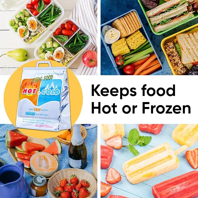 Superio Hot and Cold Insulated Bags for Food Delivery, Grocery Shopping Bags, Food Storage for Hot and Frozen Food for Travel, Disposable Cooler Bag, Reinforced Thermal Lunch Bag (5, 12"x13.5")