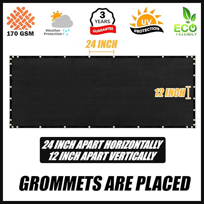 Royal Shade Custom Size 5' x 121' Black Fence Privacy Screen Windscreen Cover Netting Mesh Fabric Cloth - Cable Zip Ties Included (We Make Custom Size)