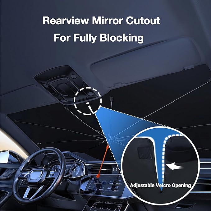 CHILLTEK Funny Animal Car Windshield Sun Shade, Cute Cow Car Sun Shade, Block UV Rays Heat Foldable Windshield Umbrella Sun Visor Protector - Keep Vehicle Cool for Cars SUV