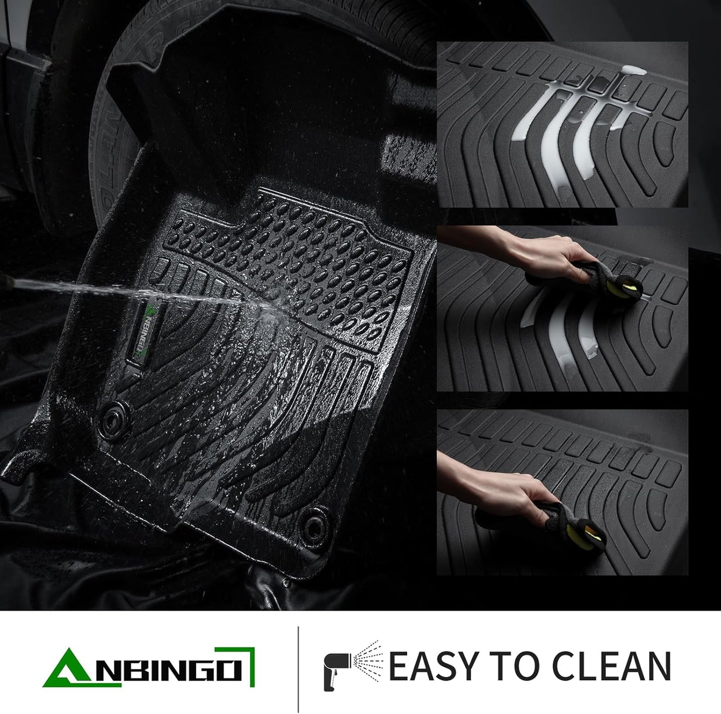 ANBINGO®-Floor Mats for Nissan Sentra 2014-2019 All Weather for Nissan Sentra Floor mats Protection TPE Custom Sentra Floor Mats & Cargo Liner Accessories Black